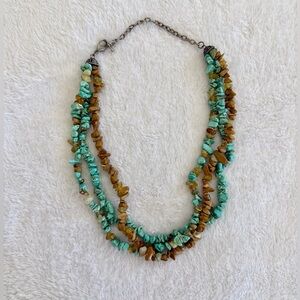 Layered Turquoise & Earth-Tone Chip Bead Necklace - Handmade Womens Jewelry